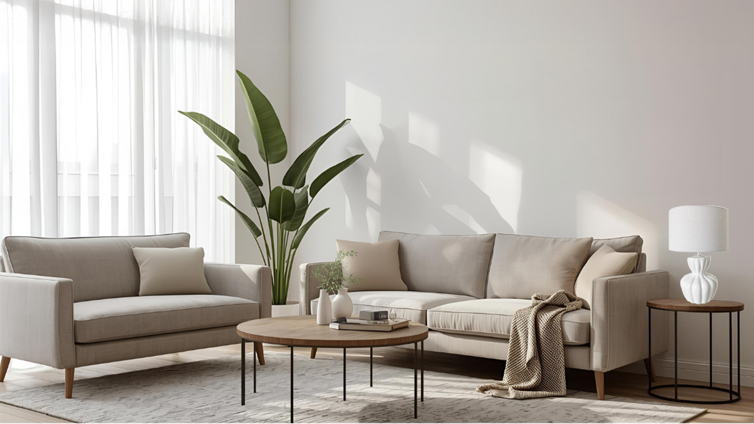 Naia 42cm Ceramic Table Lamp - White