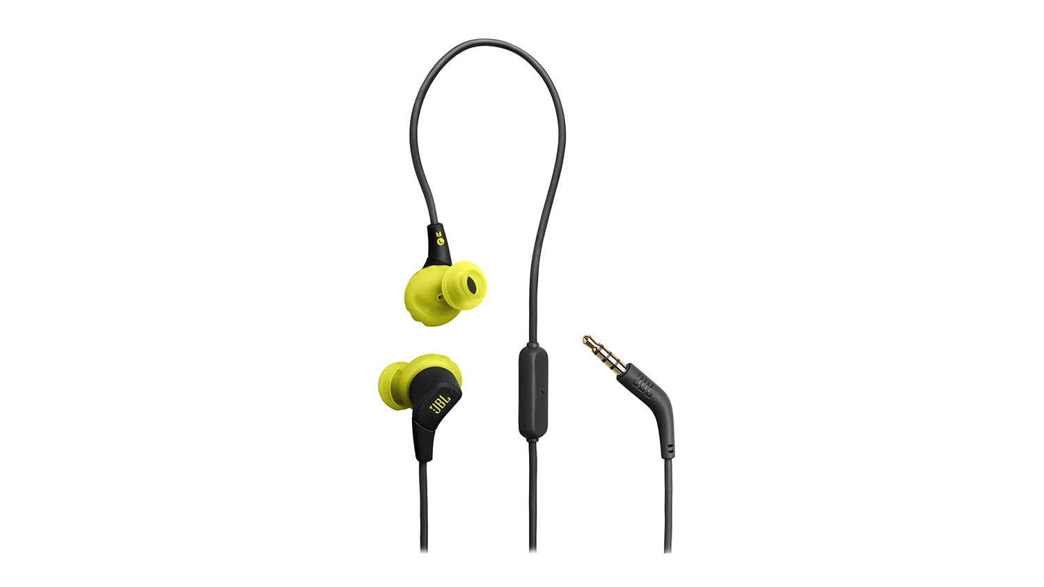A JBL Endurance Run 3 Wired In-Ear Headphones in sleek black
