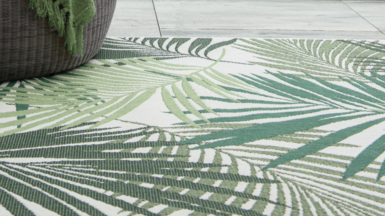 Hokitika Outdoor Canopy Rug 160 x 230cm - Cream/Green