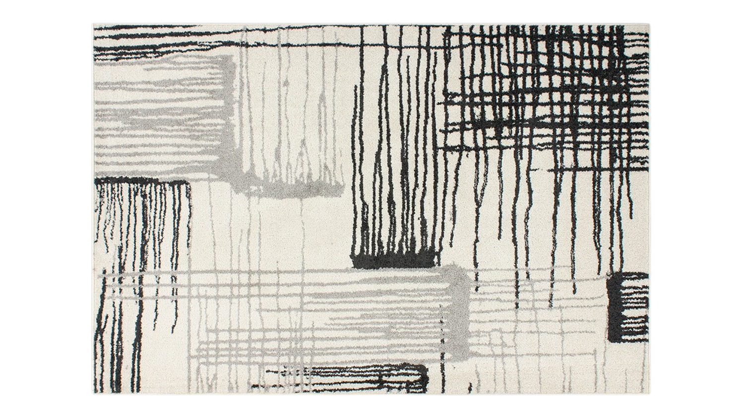 Full horizontal view of the Camden Rug in Slate, featuring abstract lines