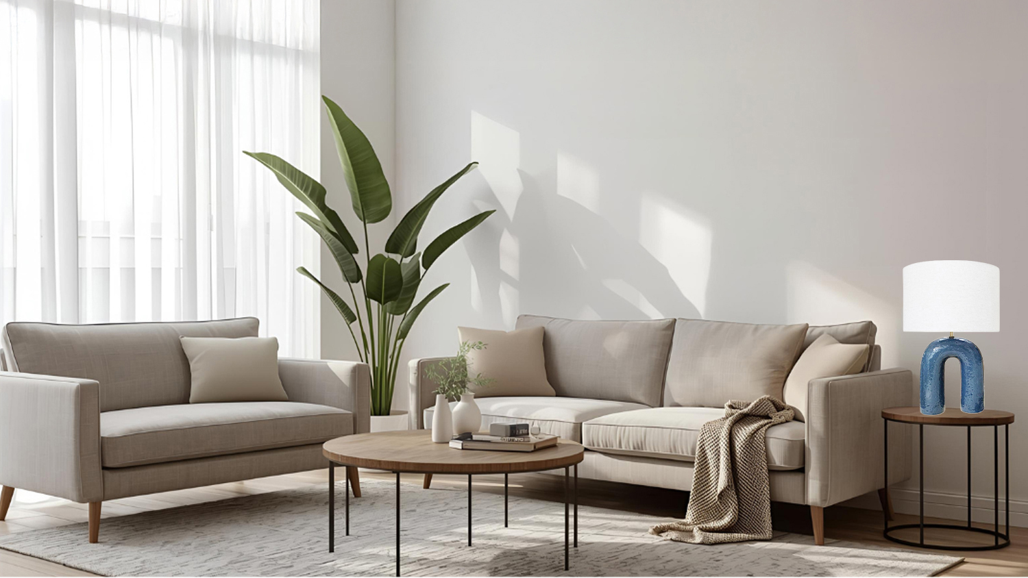 Tarcoola 63cm Ceramic Table Lamp - Blue