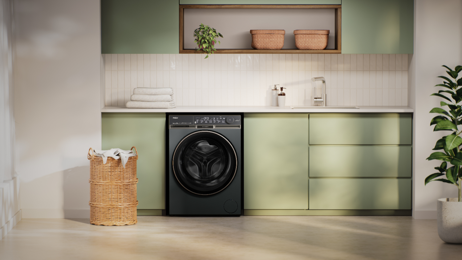 Haier 10kg Front Loader Smart Washing Machine - Black (500 Series/ HWF10DB2)