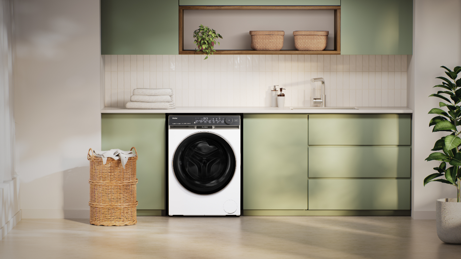 Haier 12kg Front Loader Smart Washing Machine - White (500 Series/ HWF12DW1)