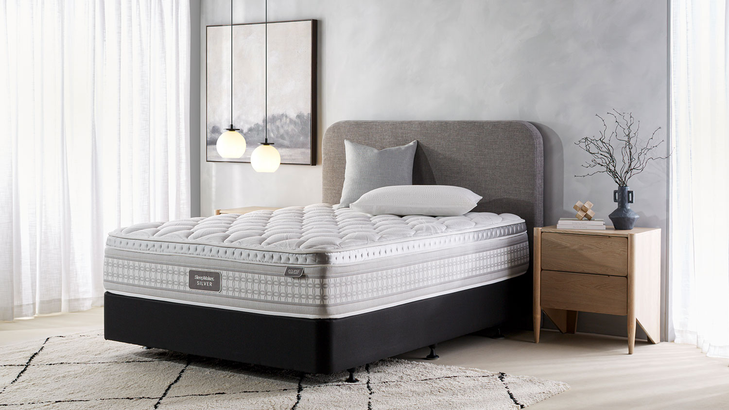 Eclipse mattress shown in full bedroom setting.