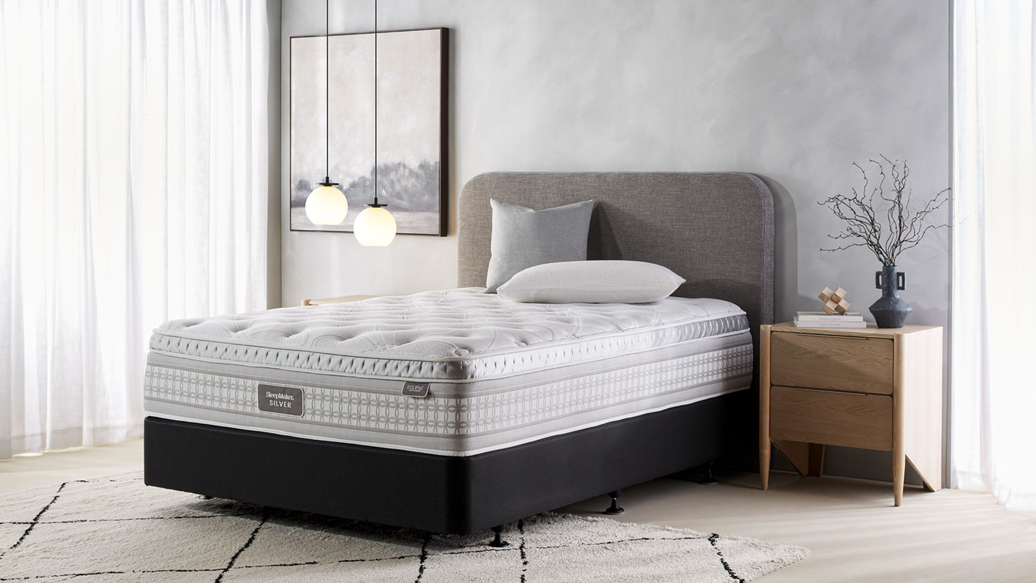 Eclipse mattress shown in full bedroom setting.