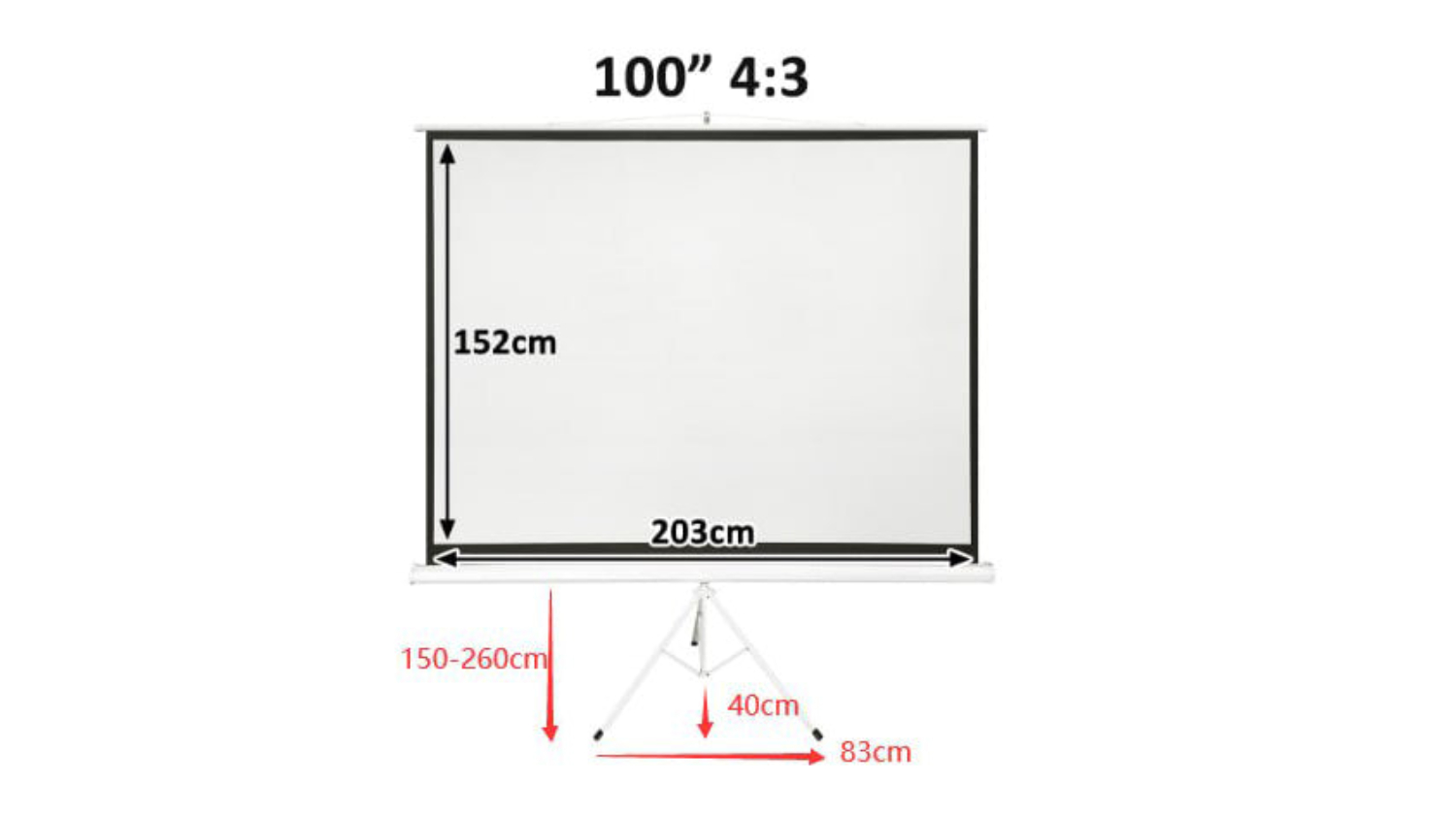 TSB Living Tripod Projector Screen 100"