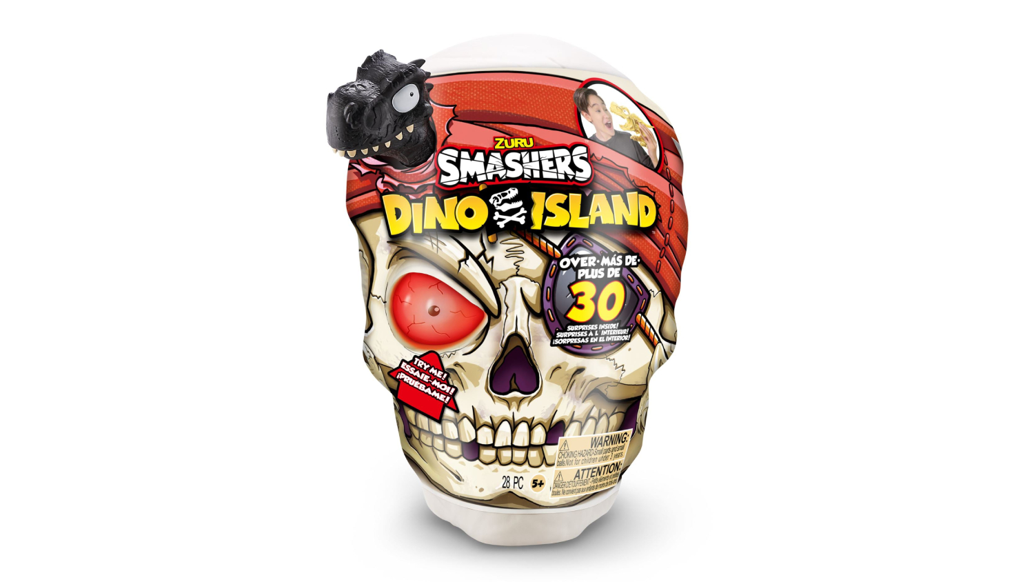 A front view of a Zuru Smasher's skull packaging