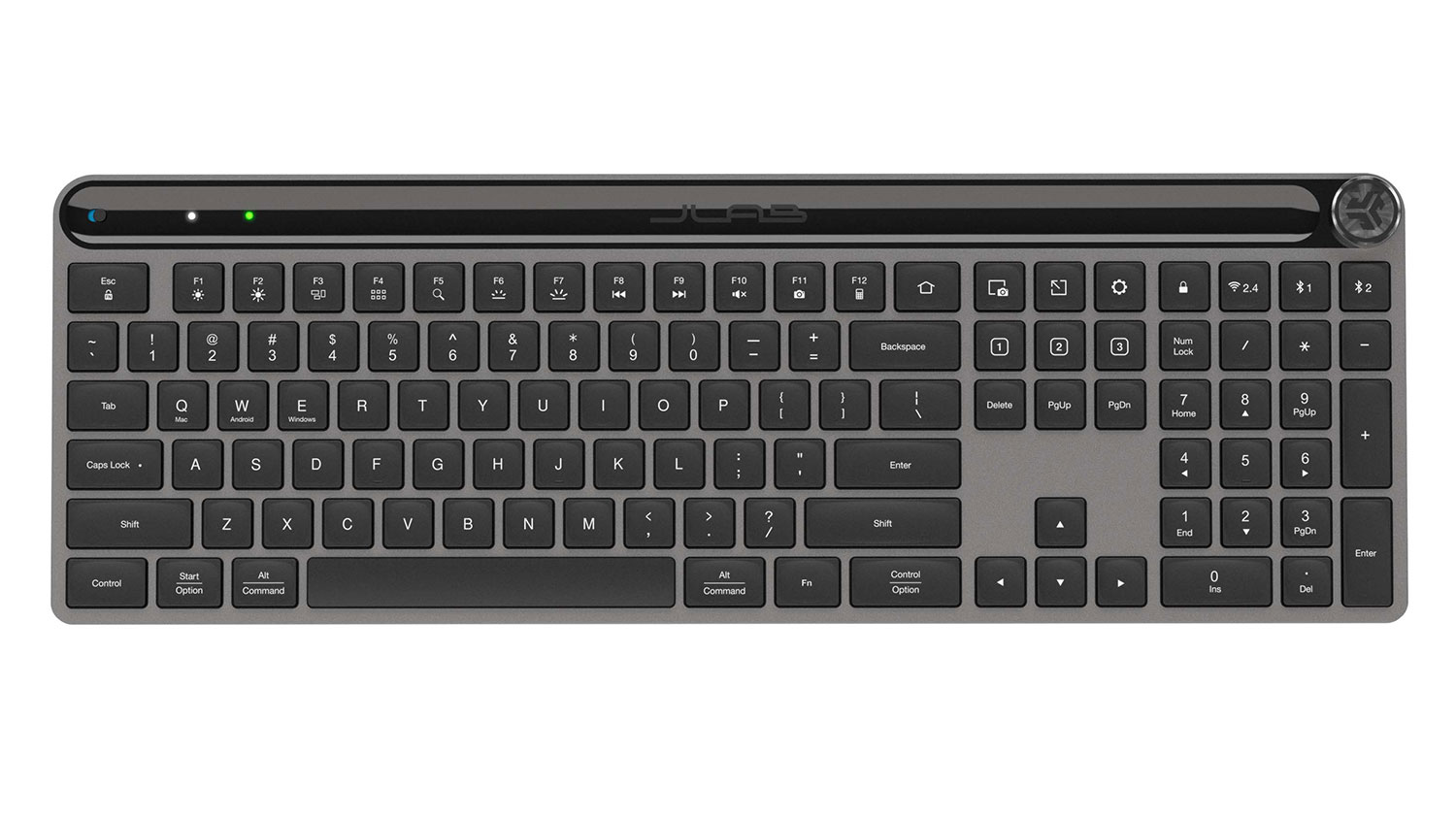 A JLab Epic Wireless Keyboard in a sleek black finish
