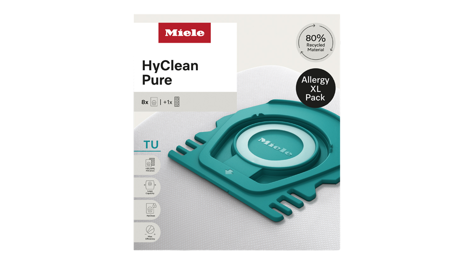 Miele TU Allergy XL HyClean Pure Replacement Vacuum Bags in eight packs