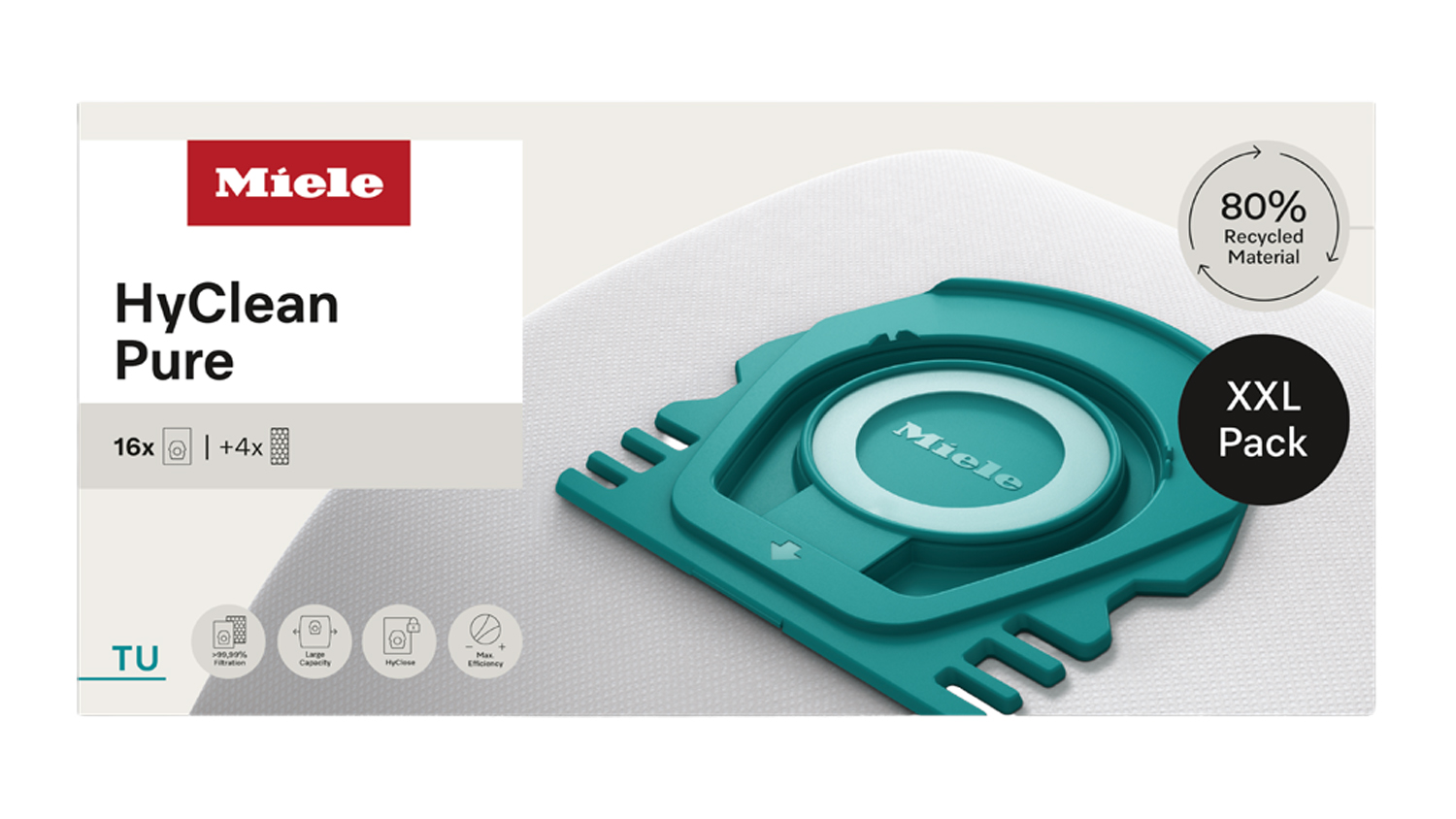 Miele TU XXL HyClean Pure Replacement Vacuum Bags in sixteen packs
