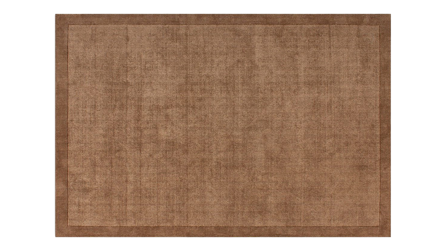 Toffee Chevalier Rug with subtle texture and a darker border, laid flat to show full dimensions
