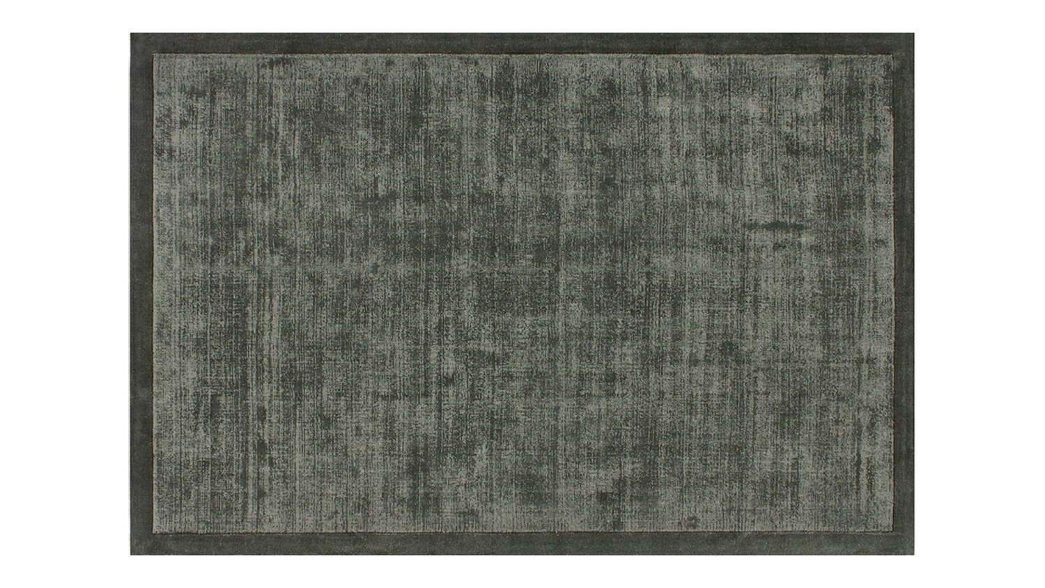 Olive Chevalier Rug with subtle texture and a darker border, laid flat to show full dimensions