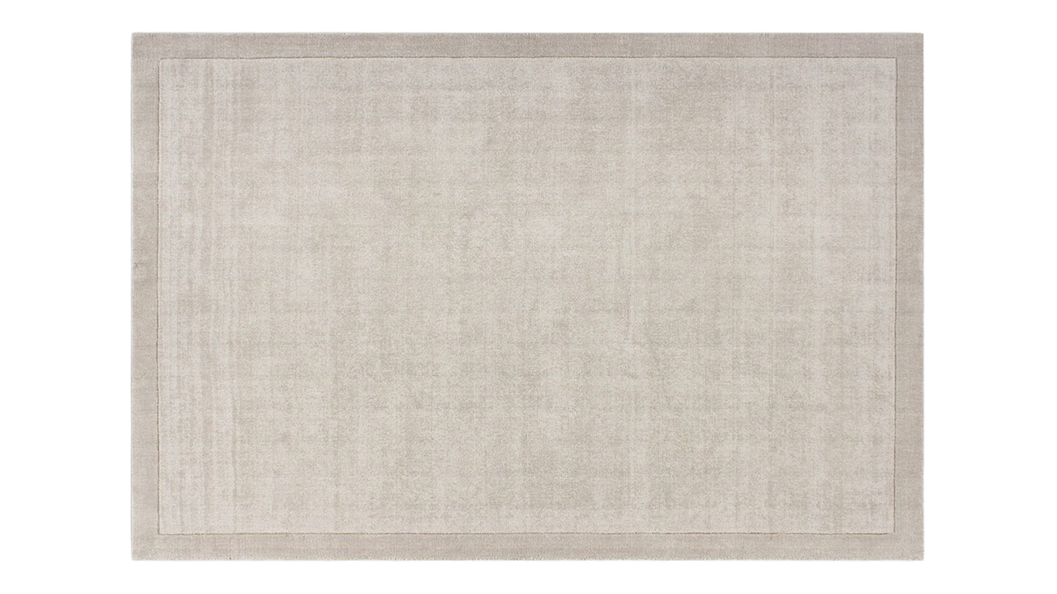 Ecru Chevalier Rug with subtle texture and a darker border, laid flat to show full dimensions