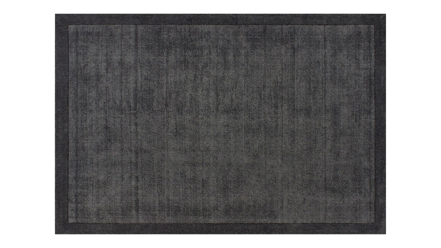 Charcoal Chevalier Rug with subtle texture and a darker border, laid flat to show full dimensions