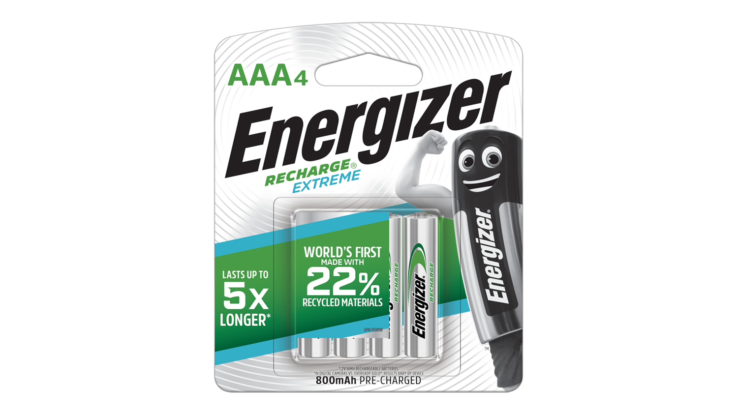 4-pack Recharge Extreme AAA batteries in retail packaging