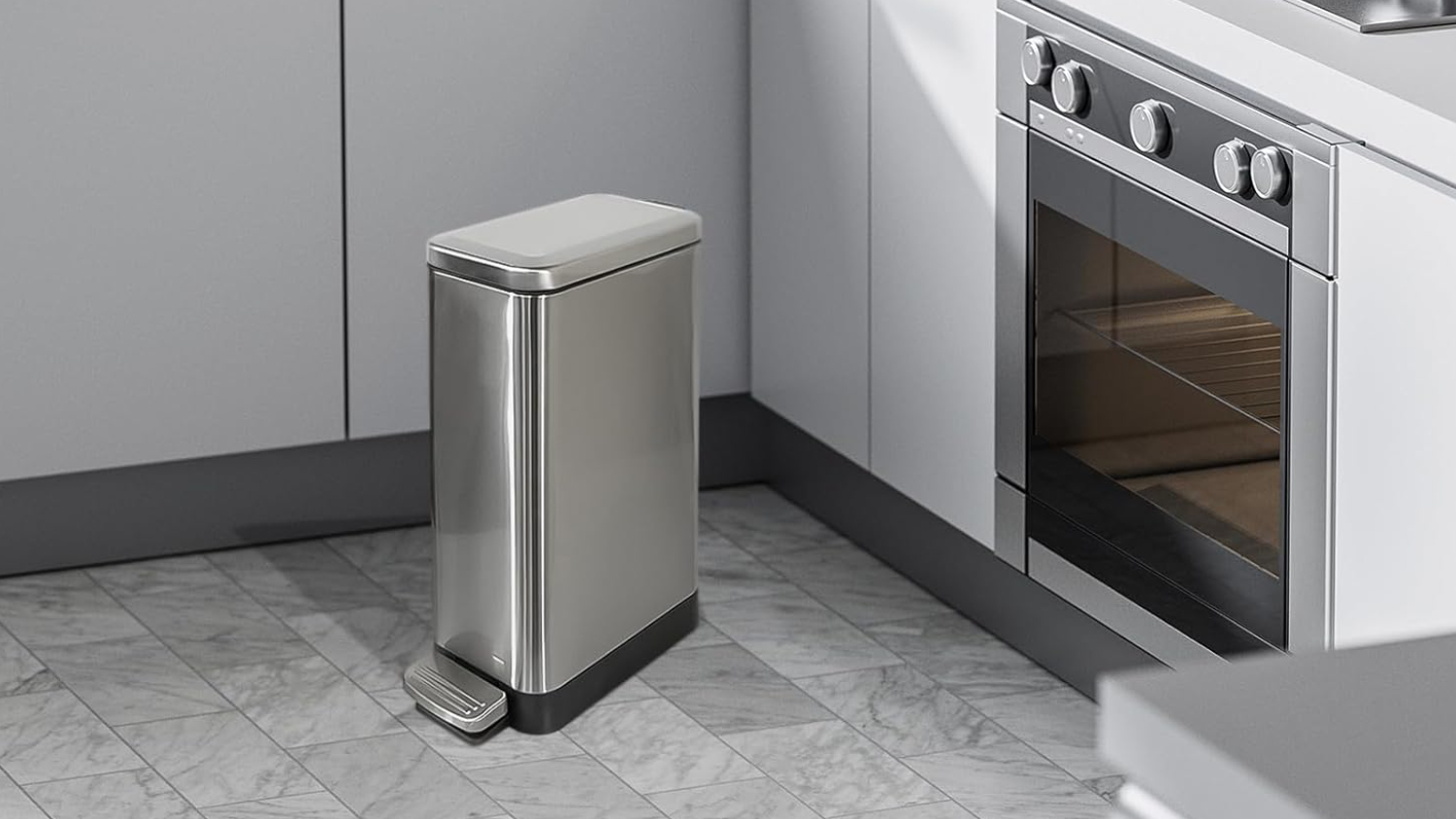Kmall Slim Kitchen Waste Bin 18L - Stainless Steel