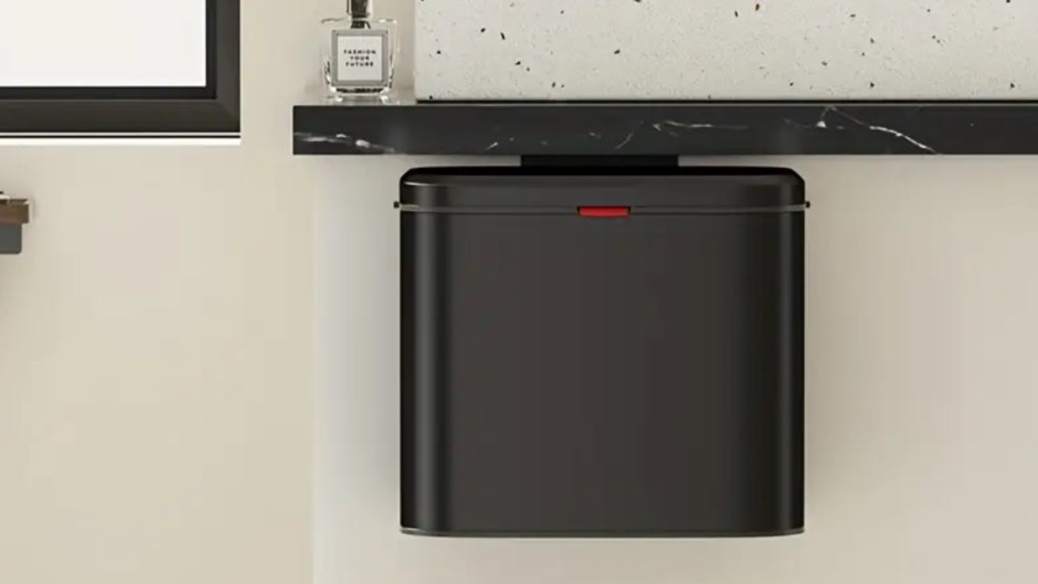 Kmall Cabinet Door Mountable Kitchen Waste Bin 8L - Matte Black