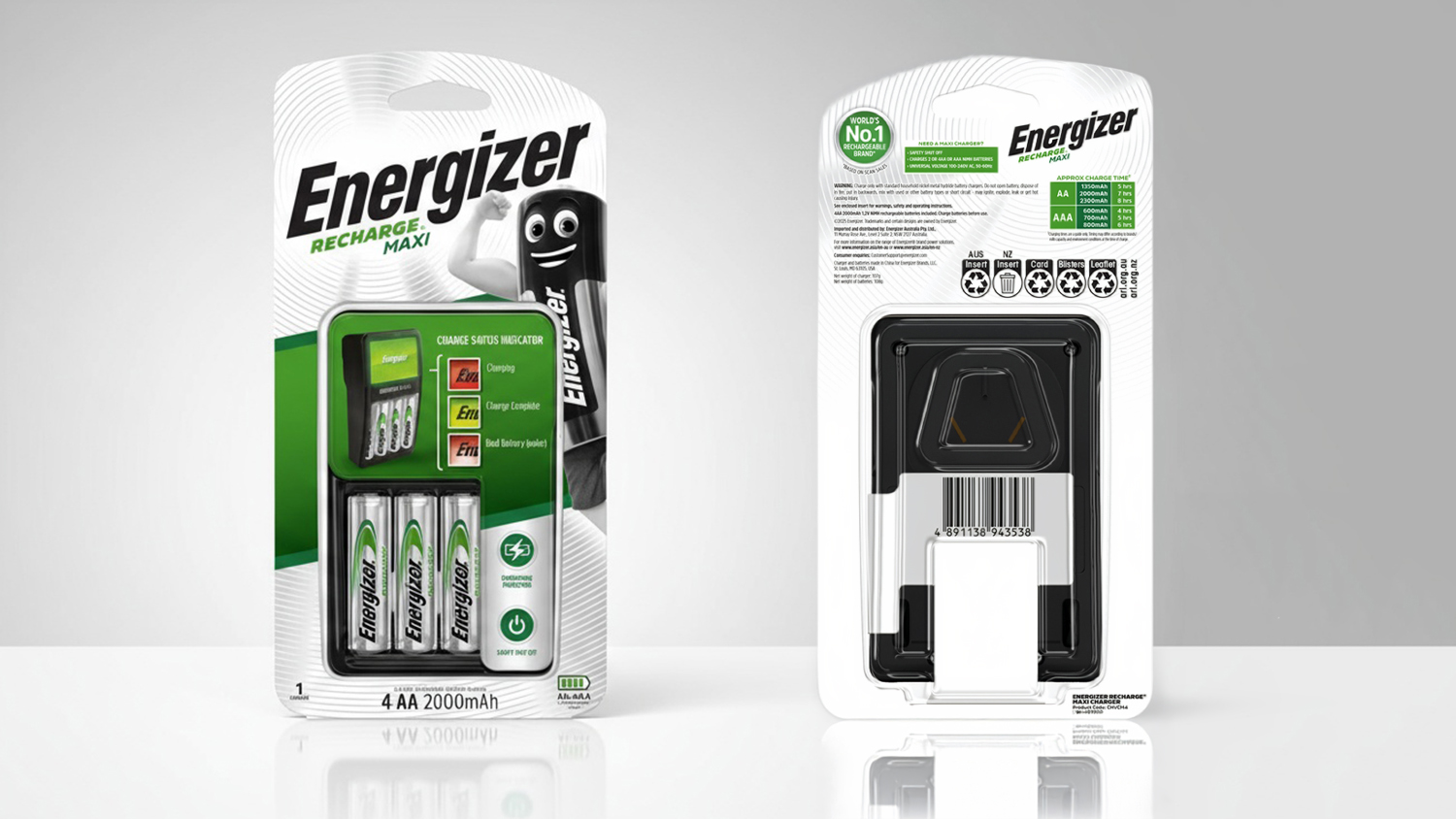 Energizer Recharge Maxi Battery Charge with AA Battery (4 Pack 1.2V HR06 2000mAh Rechargeable)
