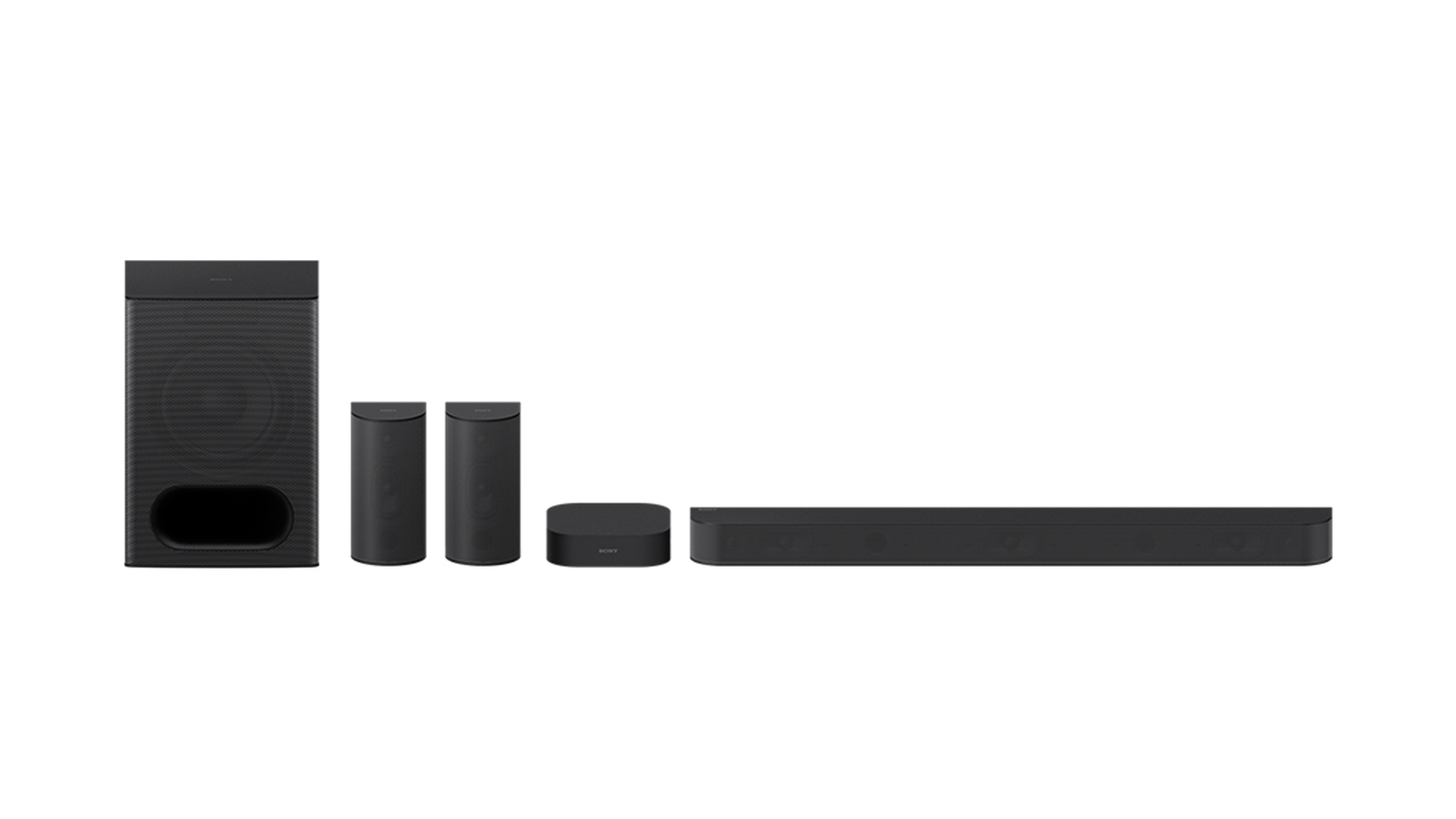 Sony BRAVIA Soundbar, Subwoofer, and Speakers in sleek black finish