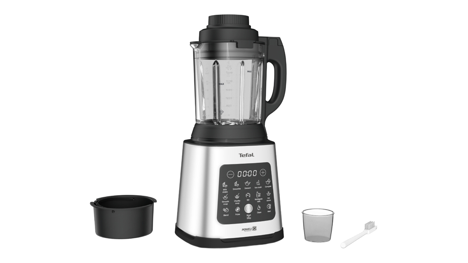 A Tefal Perfectmix Cook 1400W Blender in a stylish black and metallic finish