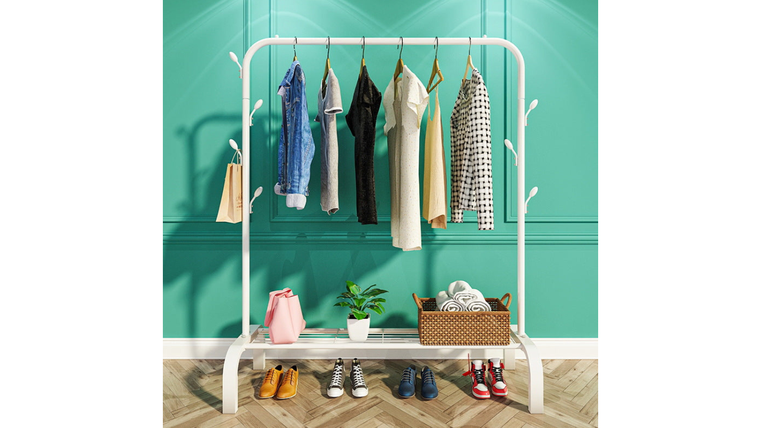 Kmall Hooked Garment Rack 150cm - White