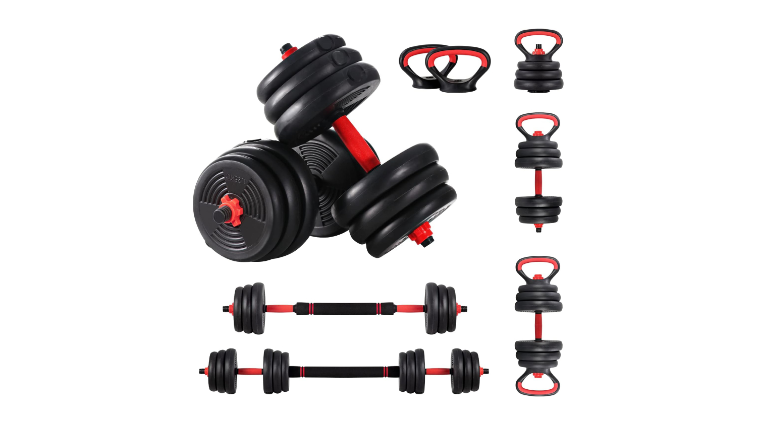 A set of 30 kg adjustable dumbbells