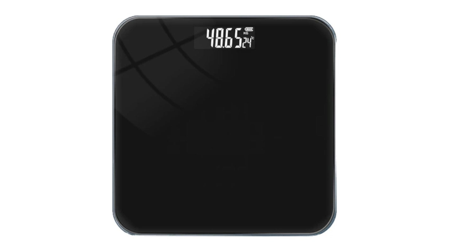 A front view of the digital bathroom scale with LCD