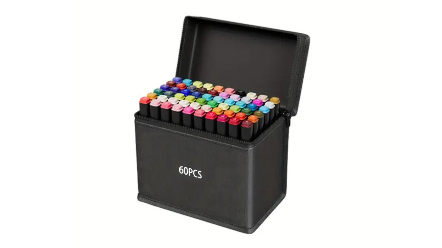 A left-angle view of the dual-tip alcohol marker set