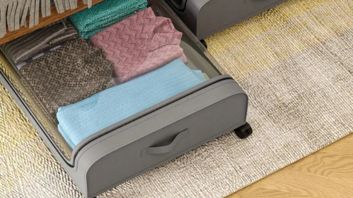 Kmall Under-Bed Compact Storage Box with Castors 80 x 43.5 x 14cm