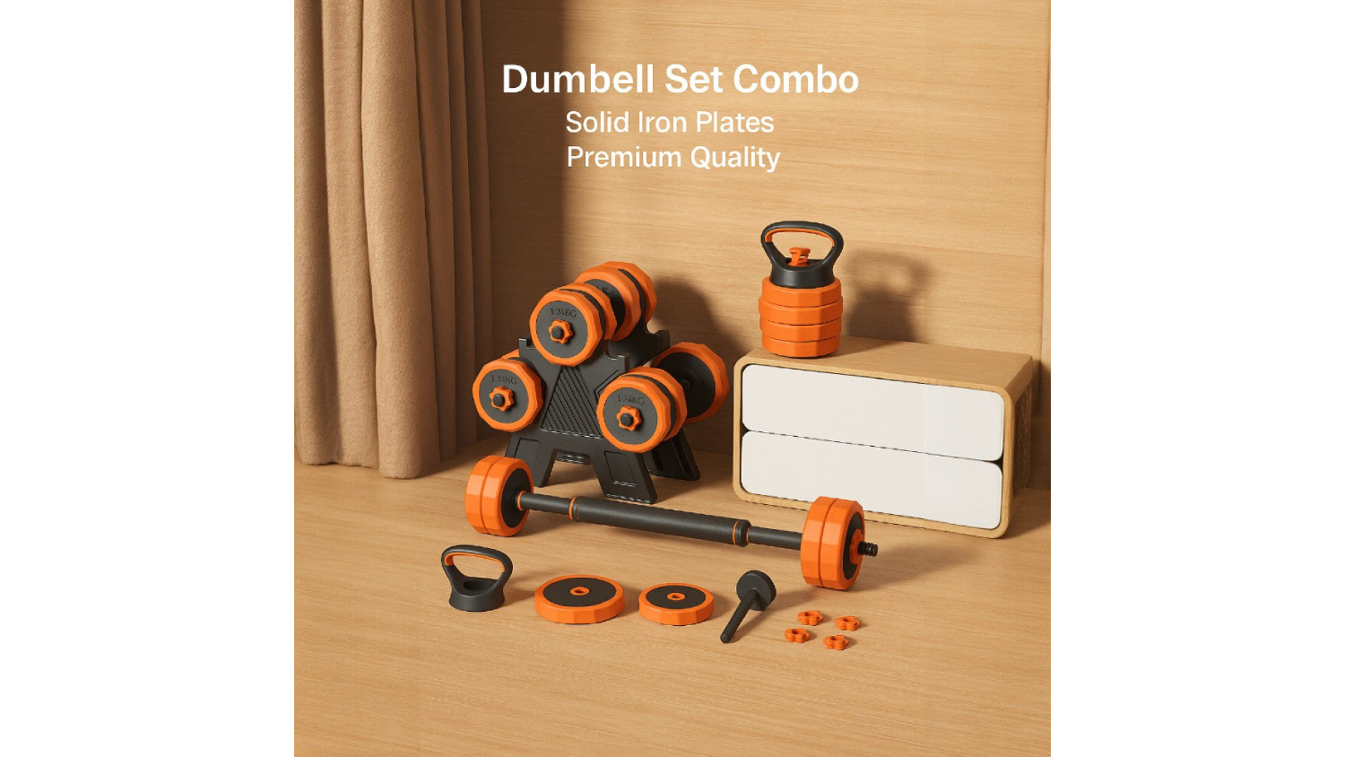 Kmall Adjustable Dumbbell Set with Connecting Bar 20kg