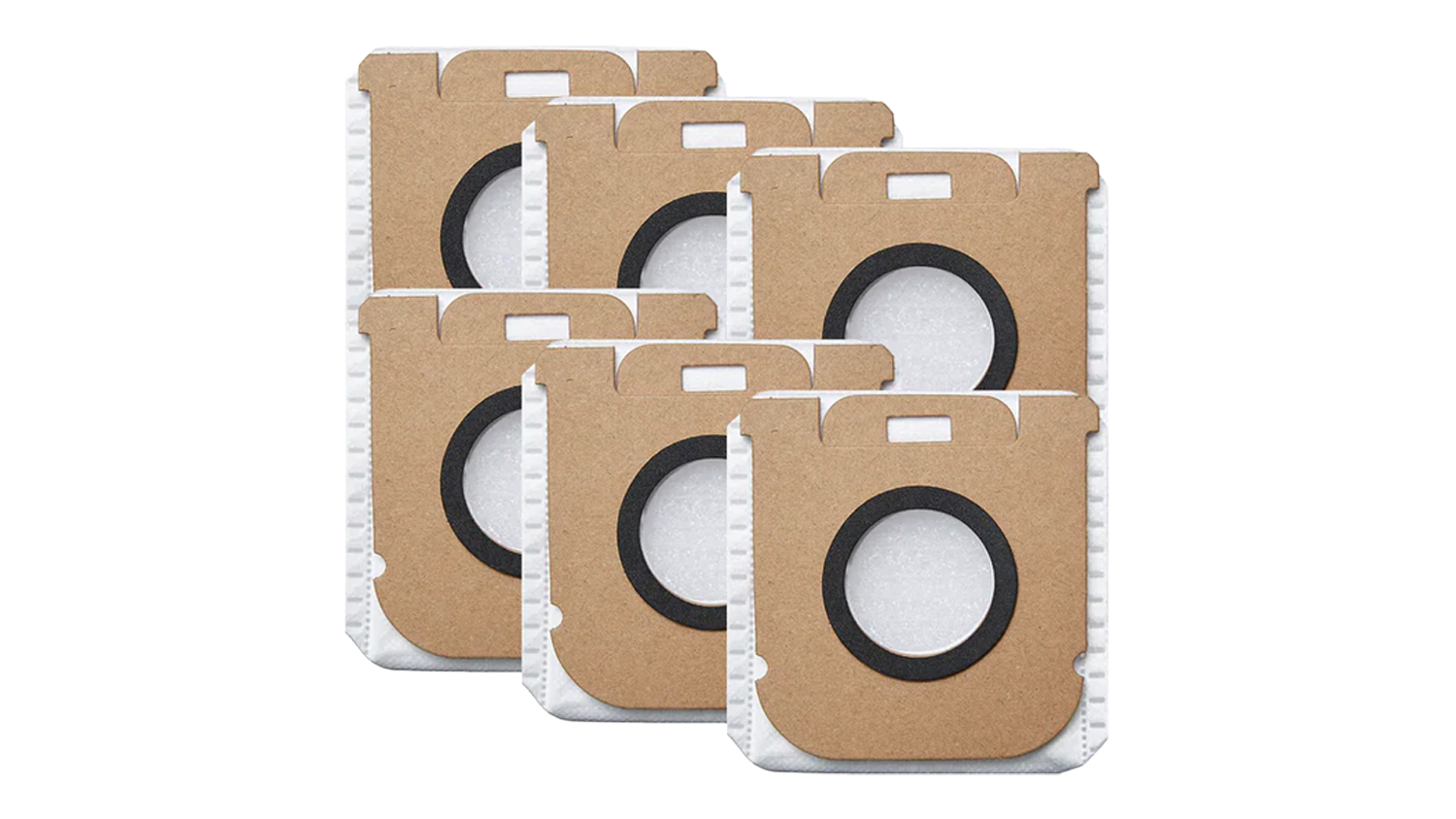 A set of six Dreame Dust Collection Bags with circular seals and cardboard tops