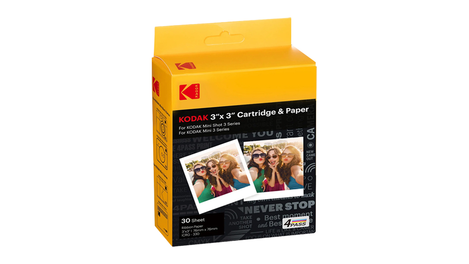 A retail box of the Kodak Cartridge Photo Paper in 30 sheets