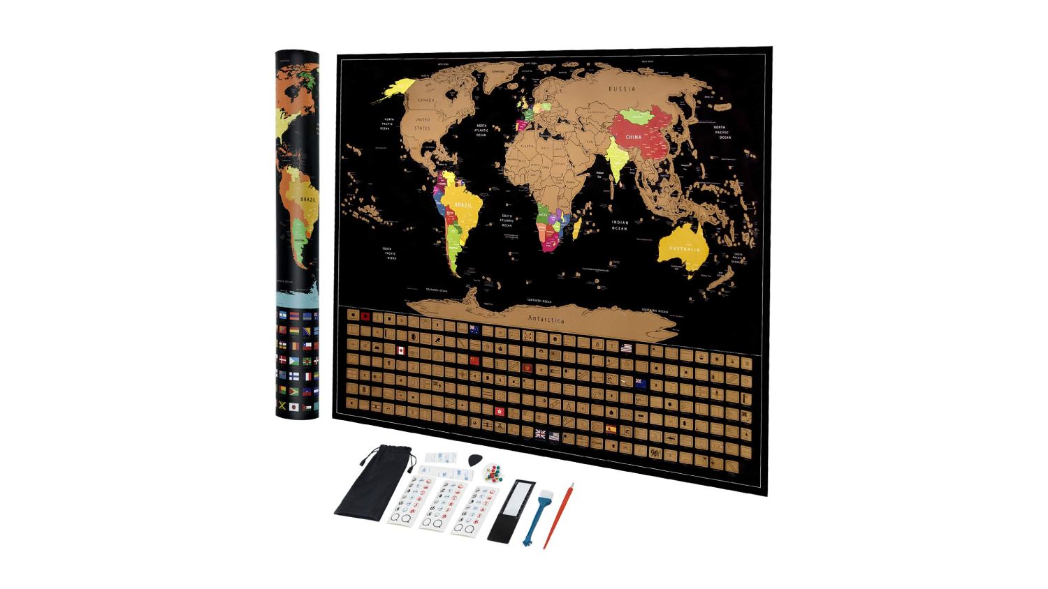 Kmall Scratch-Off Travel Memory Map with Accessories