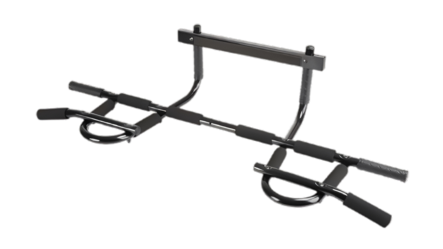 A left-angled view of the doorframe pull-up bar