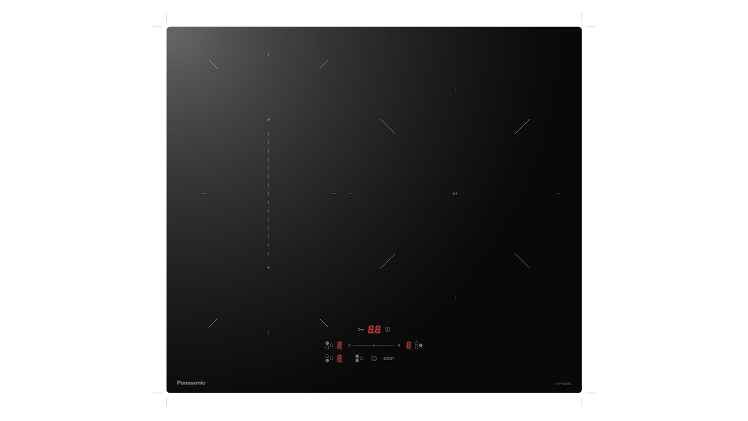 Panasonic Induction Cooktop with black glass surface and three cooking zones