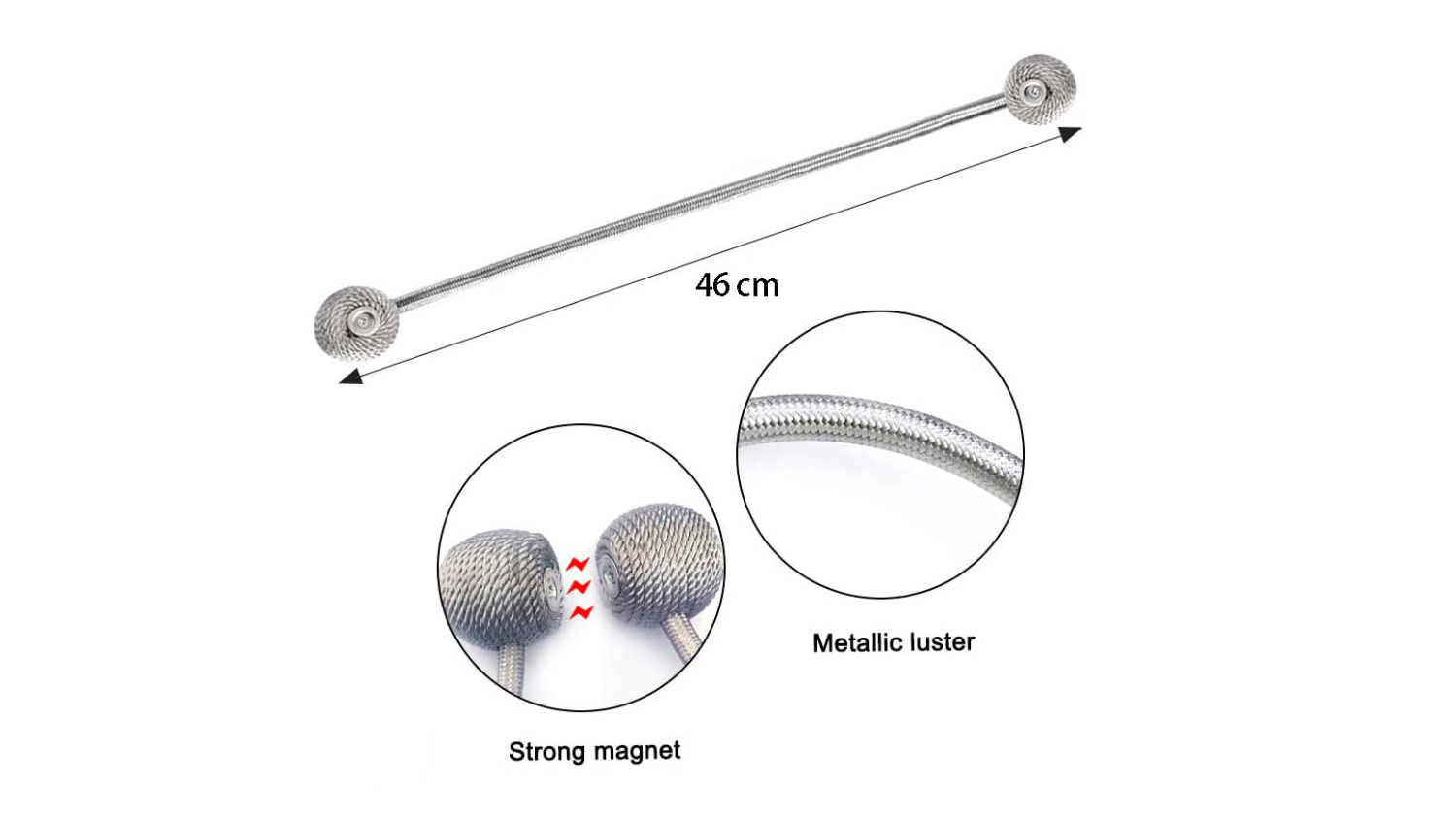 Kmall Magnetic Curtain Ties 2pcs. - Grey