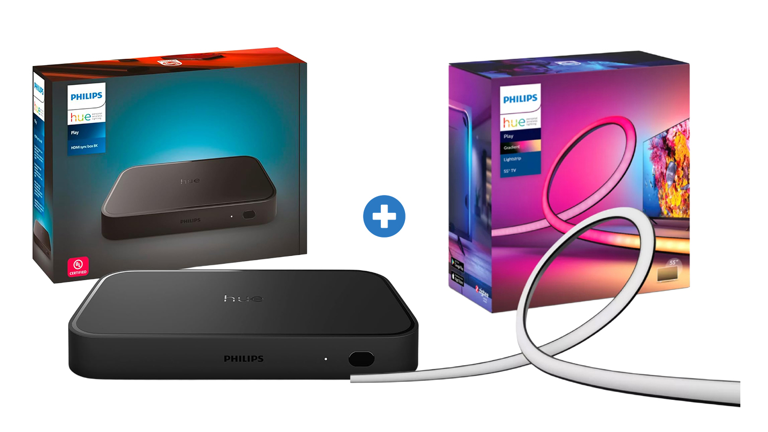 Philips Hue Play HDMI Sync Box and Gradient Lightstrip combo for TV lighting