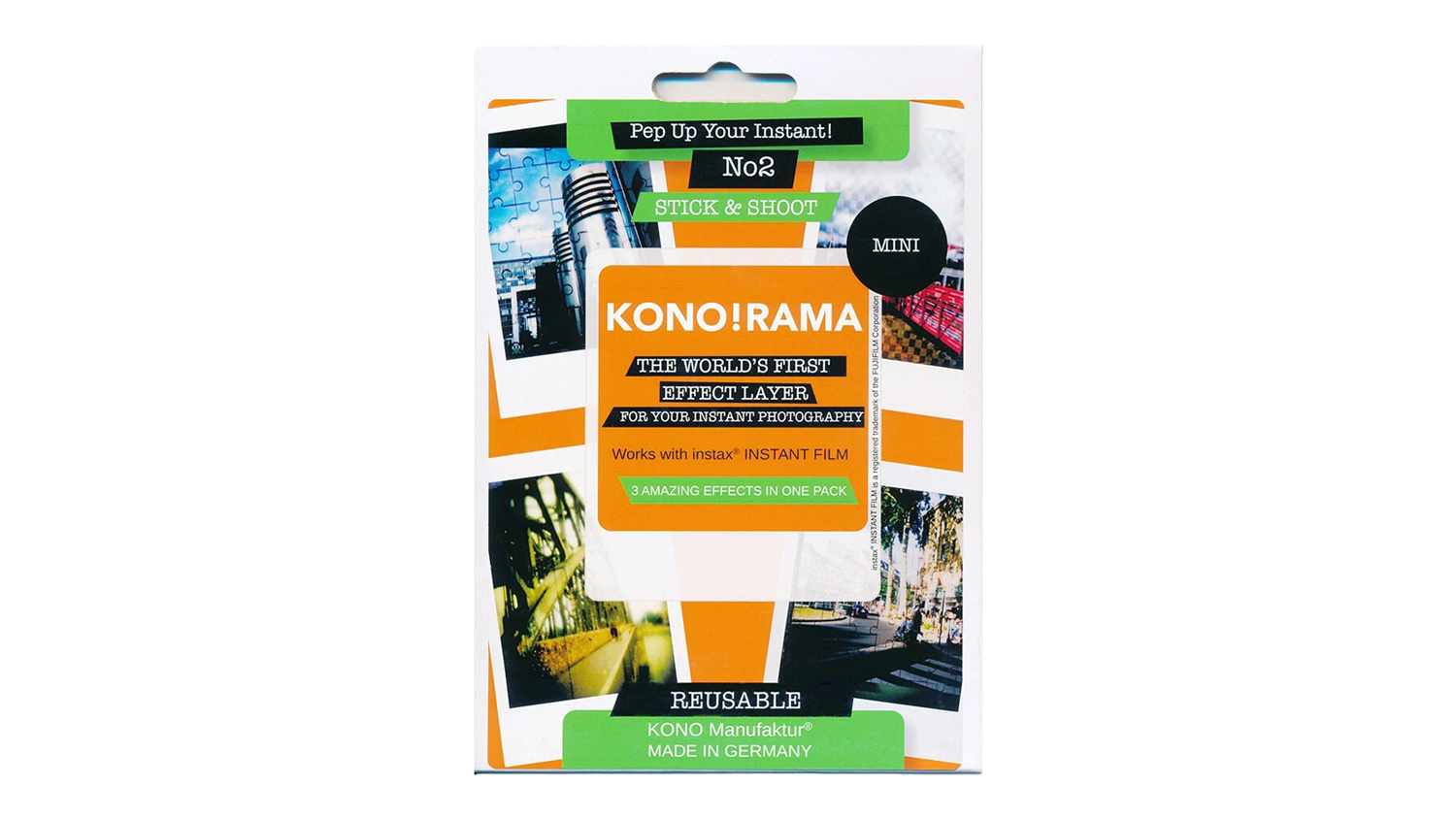 A retail packaging of the KONO Rama No.2 3 Effects Filter for Mini Film