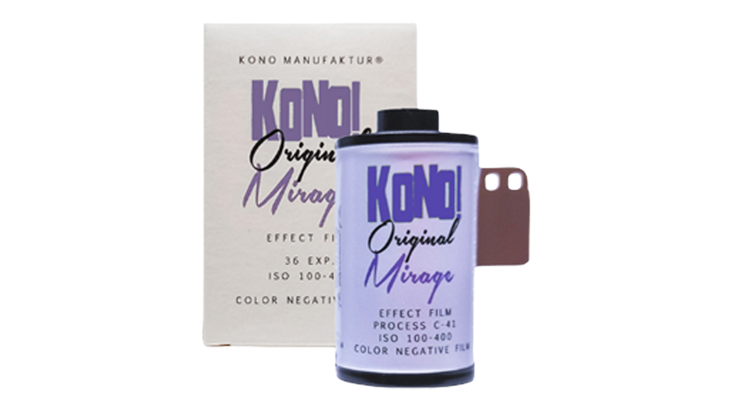 A KONO Original Mirage Negative Film beside the retail box packaging