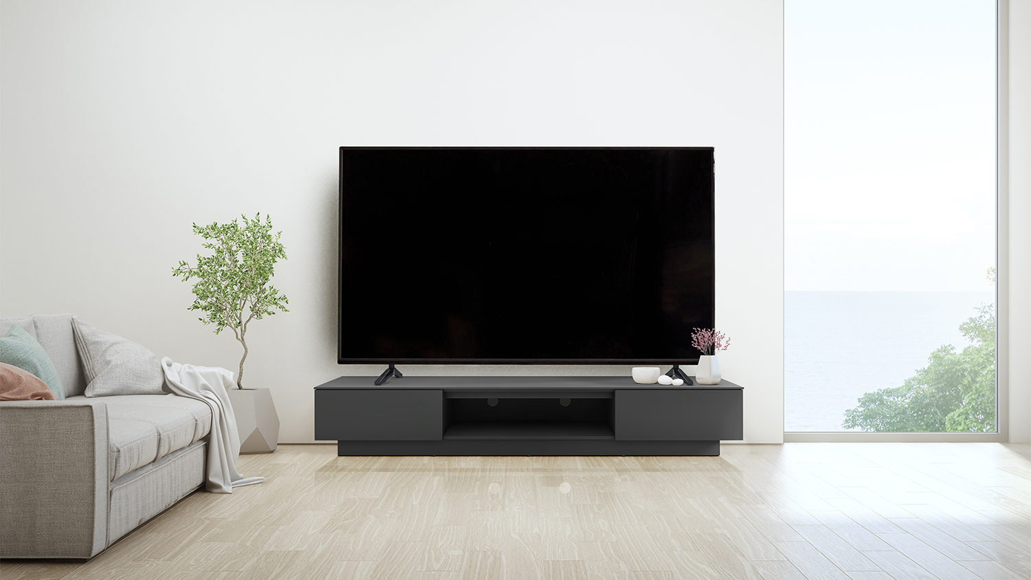 AVS 2m Sao Paulo TV/AV Entertainment Centre Cabinet - Black (SP2000B)
