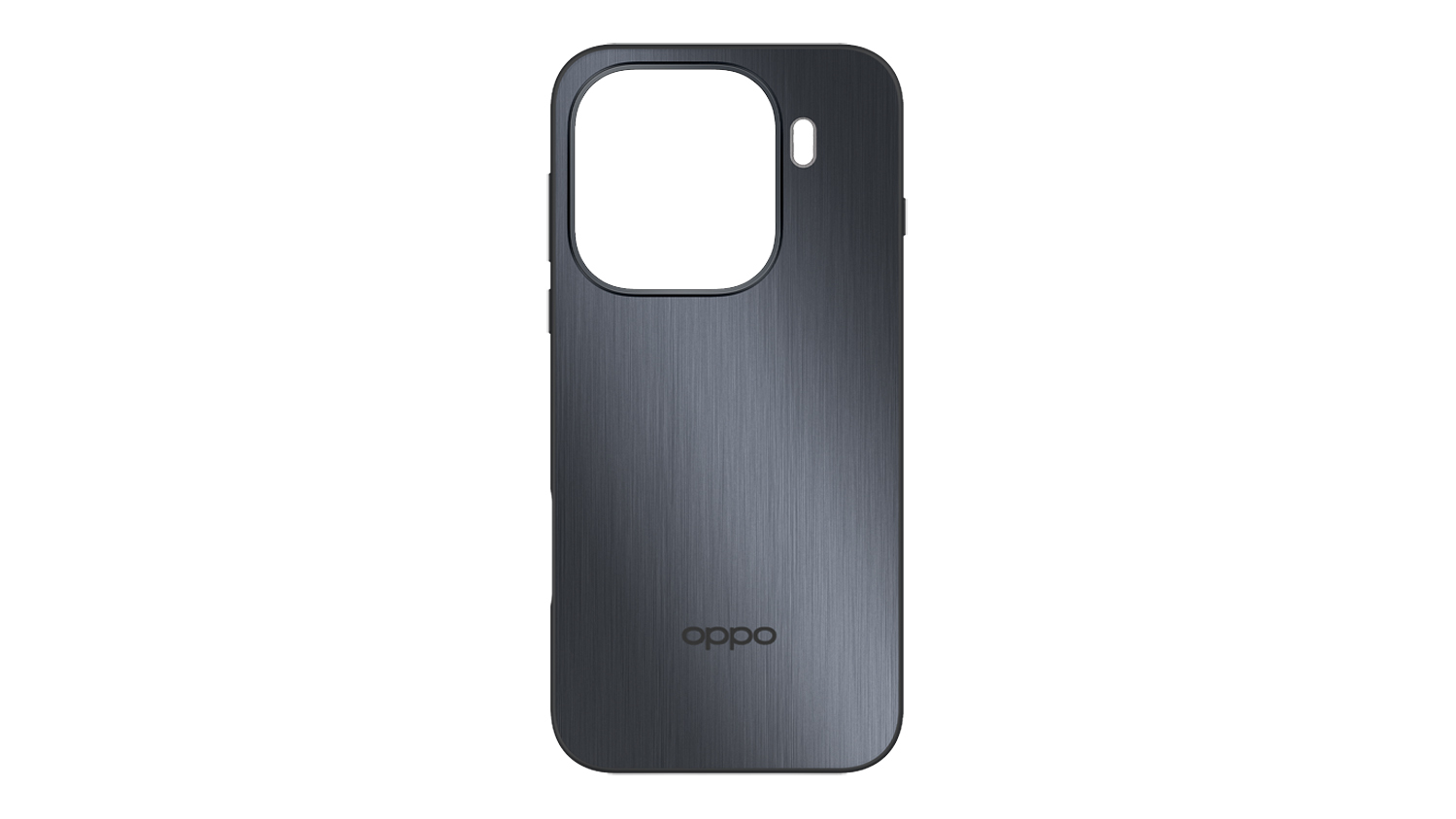 Rear view of an OPPO Magnetic Case with a sleek black finish and large camera opening