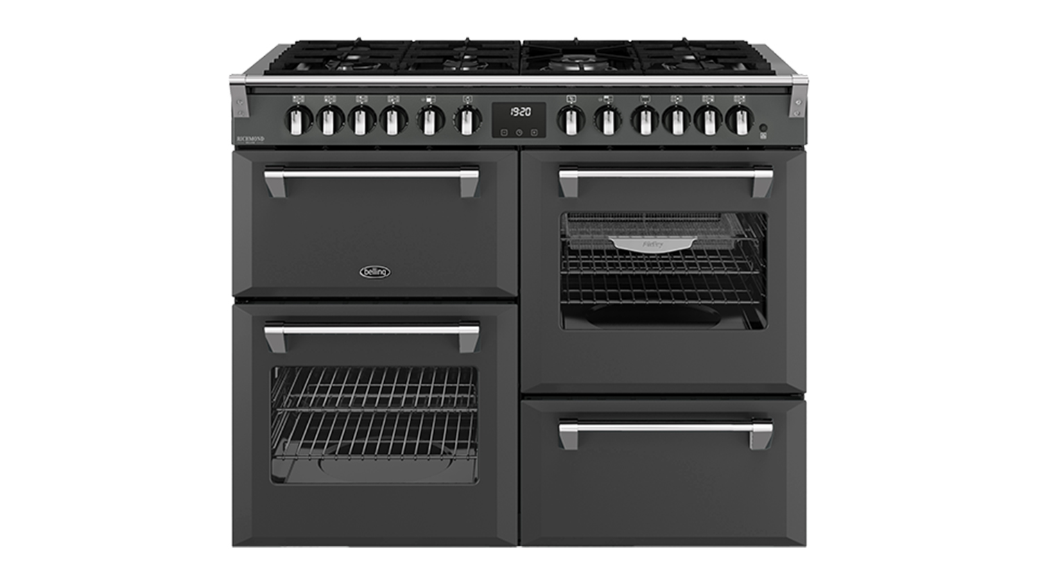 A Belling 110cm Dual Fuel Freestanding Oven with 7 Burner Gas Cooktop
