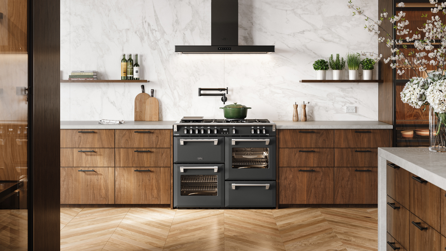 Belling 110cm Dual Fuel Freestanding Oven with 7 Burner Gas Cooktop - Anthracite (Richmond Deluxe Series/ BRDX110DFAN)
