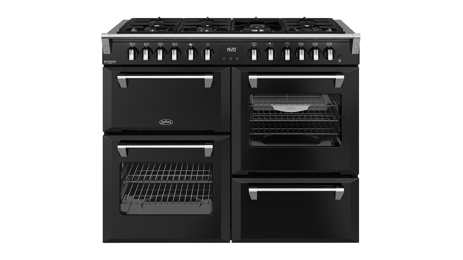 A Belling 110cm Dual Fuel Freestanding Oven with 7 Burner Gas Cooktop