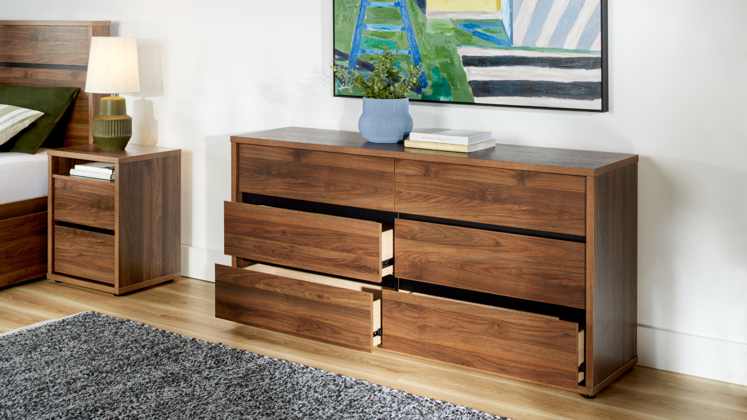 Finn 6 Drawer Lowboy - Walnut
