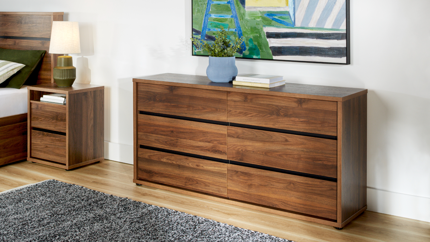 Finn 6 Drawer Lowboy - Walnut