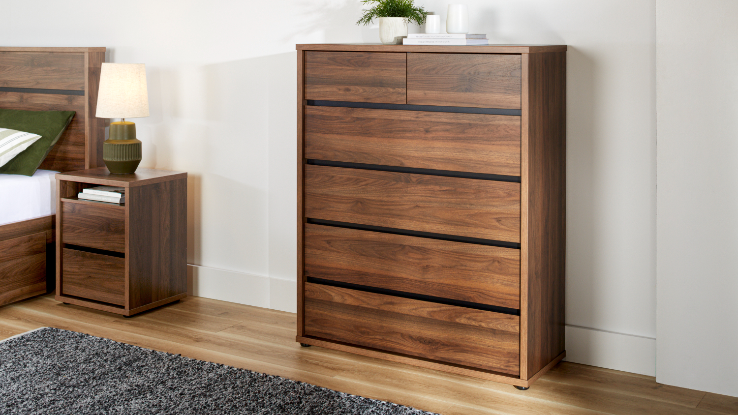 Finn 6 Drawer Tallboy - Walnut