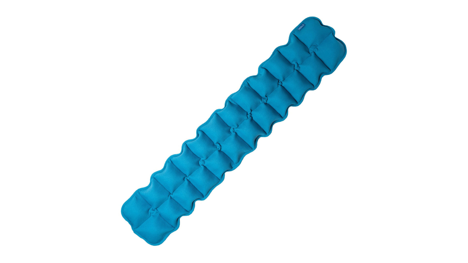 A right-angled view of a blue spine stretcher