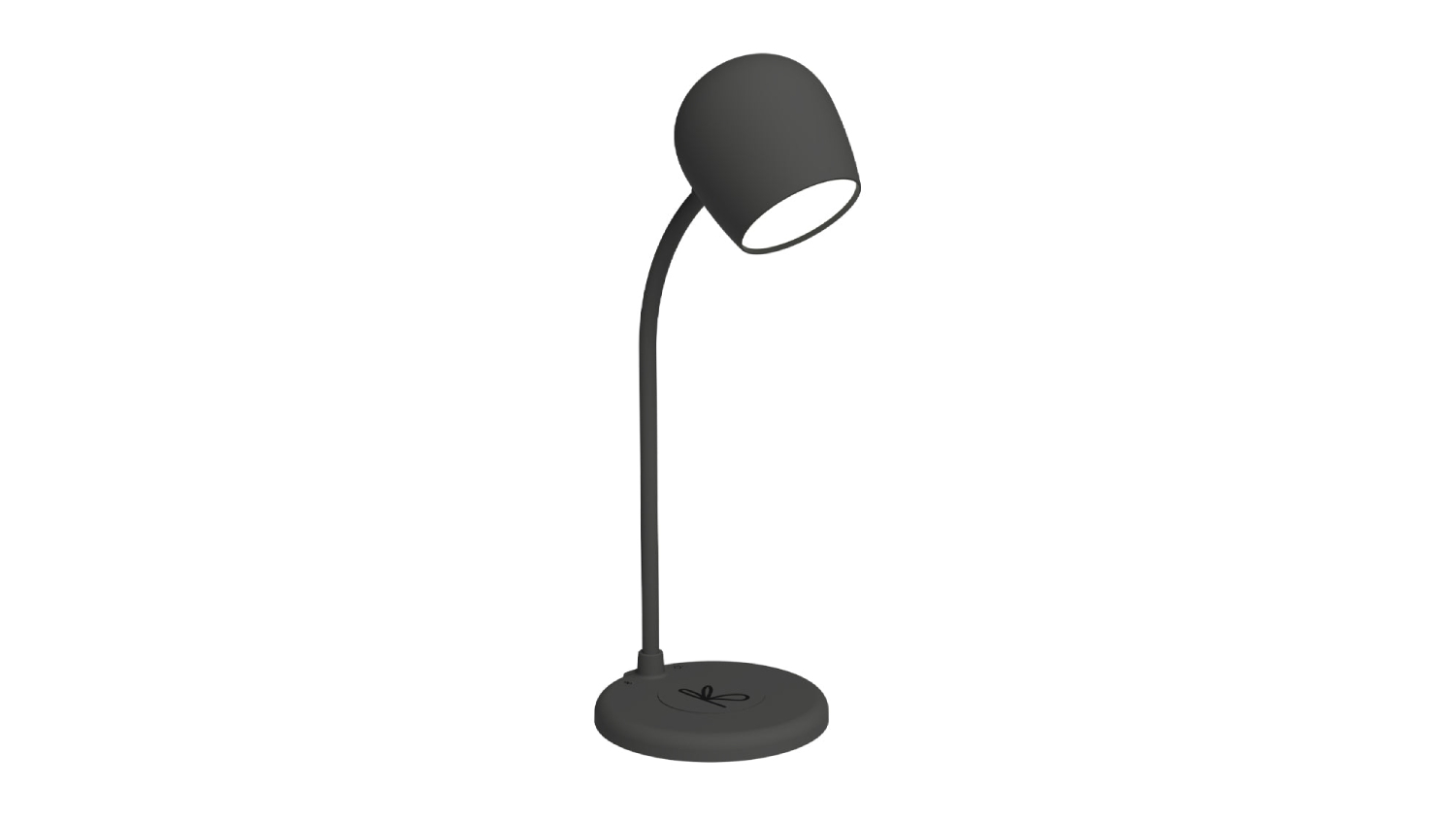 Kreafunk Ellie black desk lamp with wireless charging base and Bluetooth speaker in modern design
