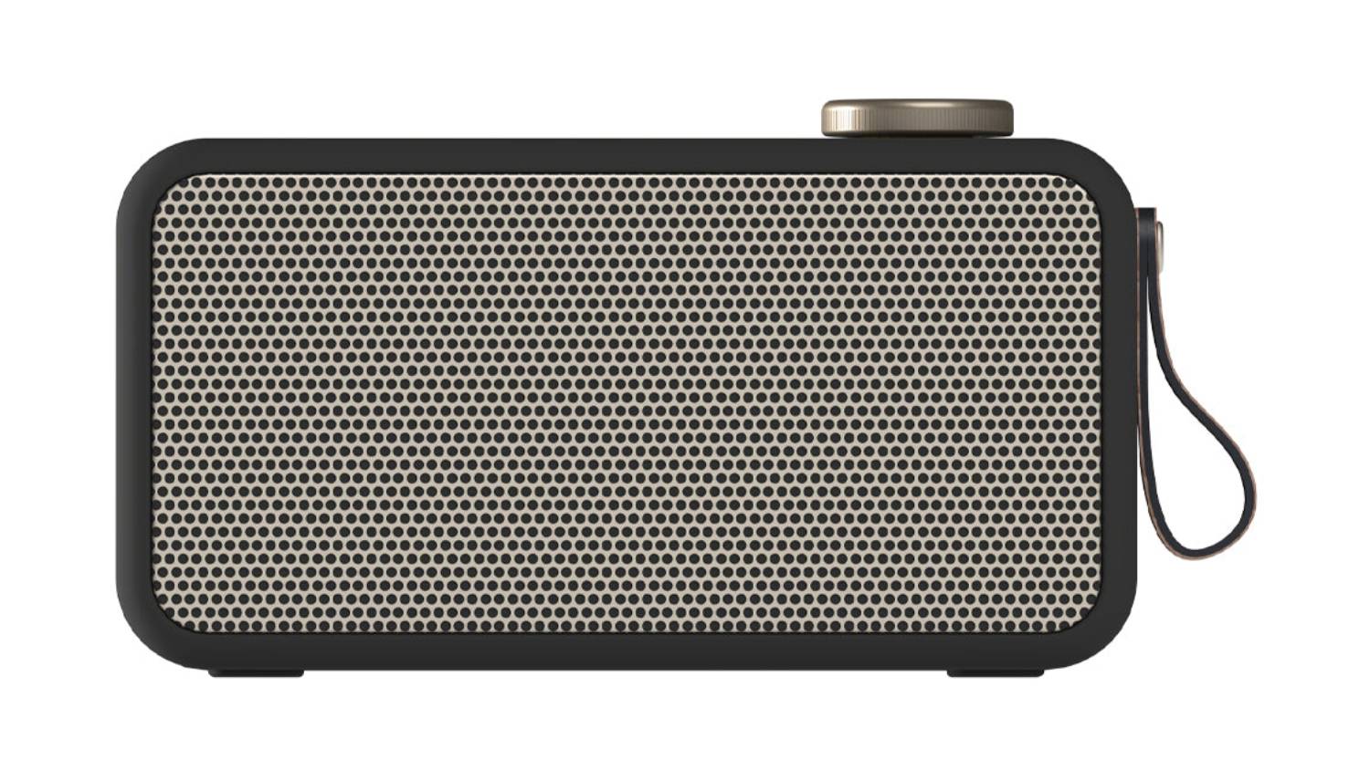 Front view of the Kreafunk aTUNE 2 Multifunctional Bluetooth Speaker in black, featuring a rectangular shape